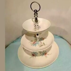 Vintage Retro Steubenville Pottery Fairlane 3 Tier Serving Plate Made in the USA